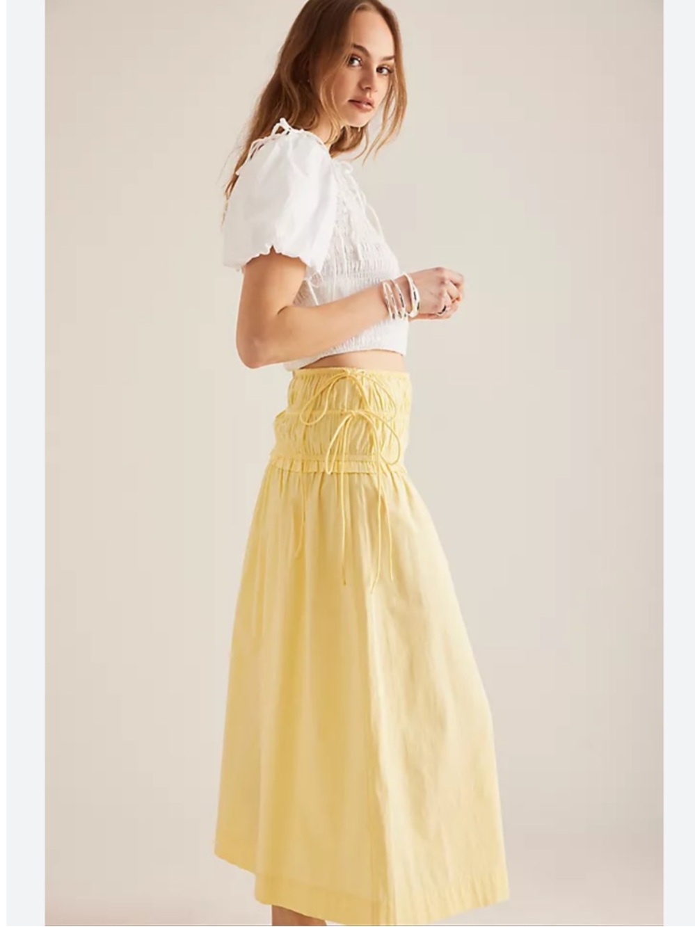 Damson Madder Charlotte Butter Yellow Midi Skirt 8US/12UK New!